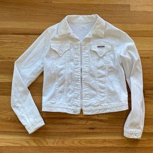 Anthropologie HUDSON Jeans WHITE Denim Jean Jacket Classic Trucker Coat - L